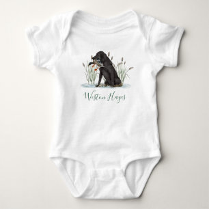 Preppy Southern Green Duck Dog Boy Baby Shower Bodysuit
