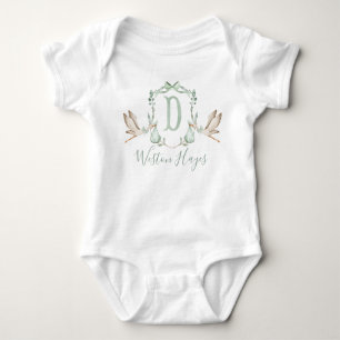 Preppy Southern Green Stork Boy Baby Shower Baby Bodysuit