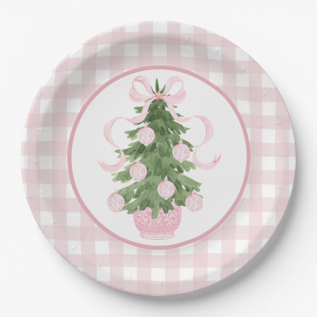 Preppy Southern Pink Christmas Baby Shower Paper Plate (Front)
