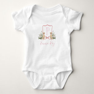 Preppy Southern Pink Dog Girl Baby Shower Bodysuit