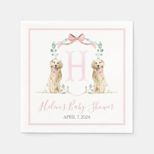 Preppy Southern Pink Girl Dog Baby Shower Napkin