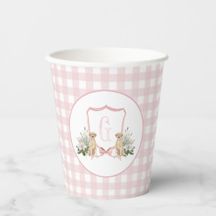 Preppy Southern Pink Girl Dog Baby Shower Paper Cups