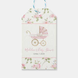 Preppy Southern Pink Girl Floral Baby Shower Gift Tags