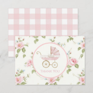 Preppy Southern Pink Girl Floral Thank You Card