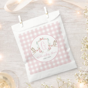Preppy Southern Pink Girl Stork Baby Shower Favour Bag
