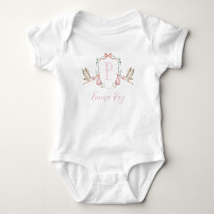 Preppy Southern Pink Stork Girl Baby Shower Bodysuit