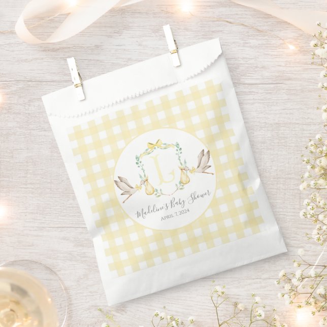Preppy Southern Yellow Stork Baby Shower Favour Bag (Clipped)