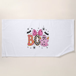 Preppy Spooky Halloween Boo Beach Towel