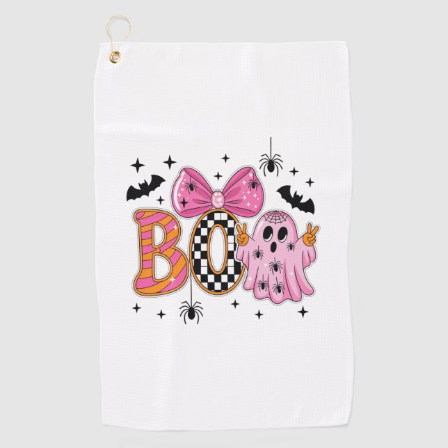Preppy Spooky Halloween Boo Golf Towel (Front)