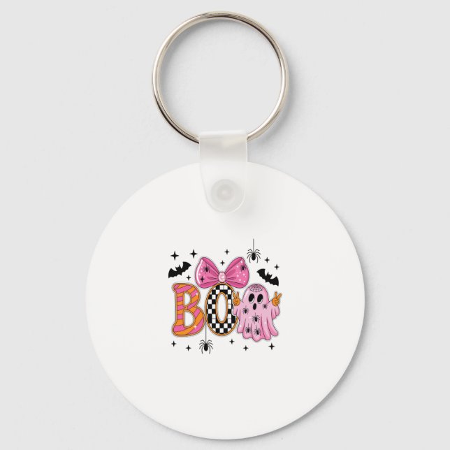Preppy Spooky Halloween Boo Key Ring (Front)