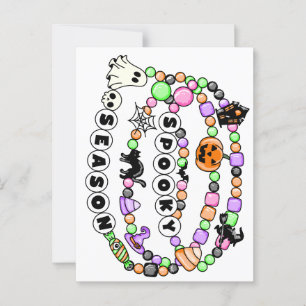 Preppy Spooky Season Halloween Friendship Bracelet Postcard