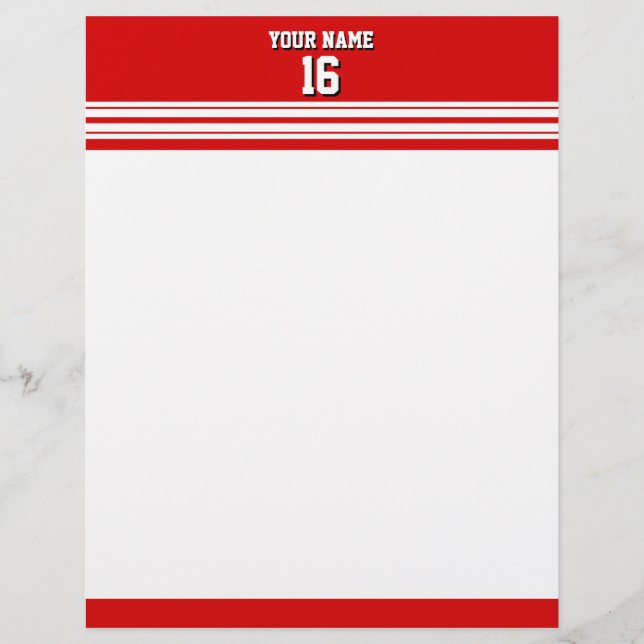 Preppy Sporty Red with White Stripes Team Jersey (Front)