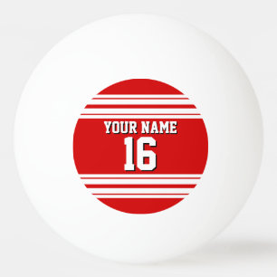 Preppy Sporty Red with White Stripes Team Jersey Ping Pong Ball
