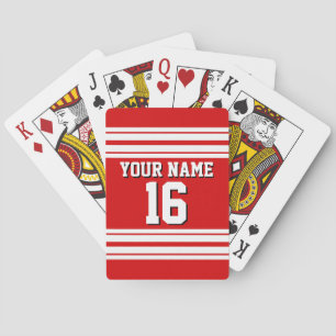 Preppy Sporty Red with White Stripes Team Jersey Playing Cards