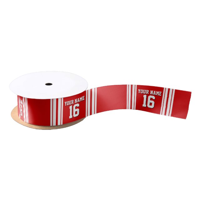 Preppy Sporty Red with White Stripes Team Jersey Satin Ribbon (Spool)