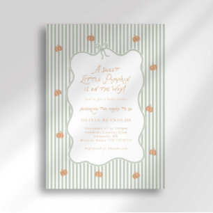 Preppy Stripe A Sweet Little Pumpkin Baby Shower Invitation