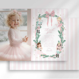 Preppy Stripe Bow Nutcracker Ballet Thank You Card