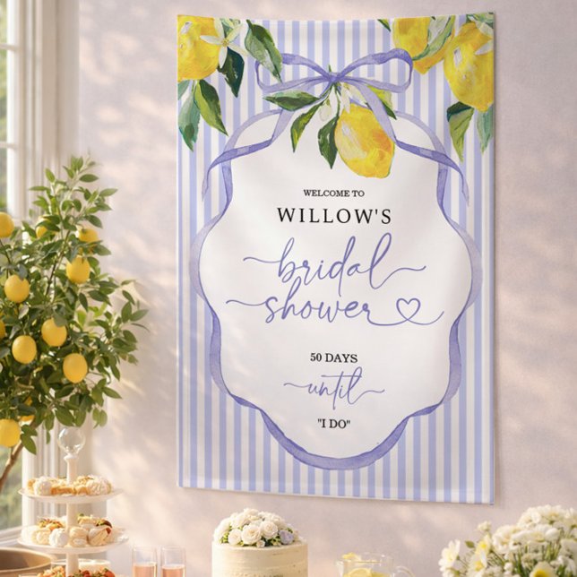Preppy Stripe Citrus Bridal Shower Decor Banner (Bridal Shower Banner)