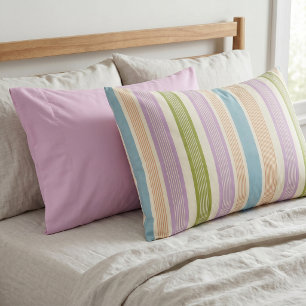 Preppy Stripe Lilac Green Terracotta Cream  Pillowcase