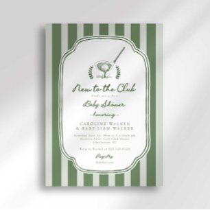 Preppy Stripe New to the Club Golf Baby Shower Invitation