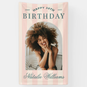 Preppy Stripes 30th Birthday Party Welcome Photo Banner