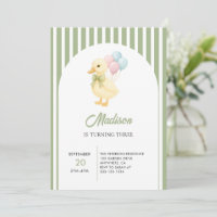 Preppy Stripes Cute Duck Theme Kids Birthday Party