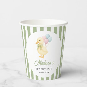 Preppy Stripes Cute Duck Theme Kids Birthday Party Paper Cups
