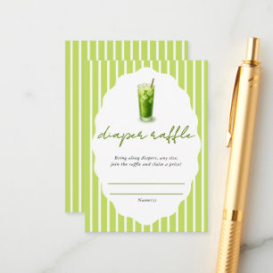 Preppy Stripes Matcha Baby Shower Diaper Raffle Enclosure Card