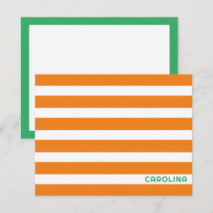 Preppy Stripes Orange & Bright Green Cute Girly Card