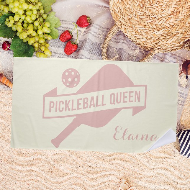 Preppy Stylish Girly Pickleball Beach Towel (Creator Uploaded)