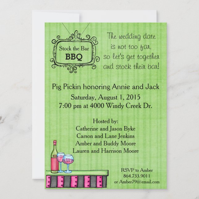 Preppy Summer BBQ Stock the Bar Invitation (Front)