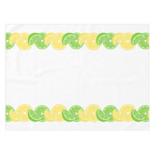 Preppy Summer Citrus Lemon & Lime Slice Border Tablecloth