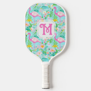 Preppy Summer Flamingo   Monogram Pickleball  Paddle