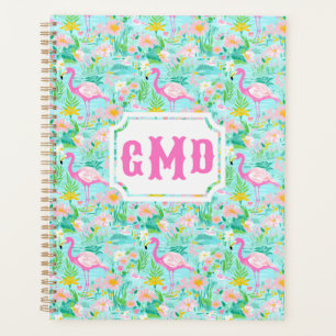 Preppy Summer Flamingo Monogram Planner