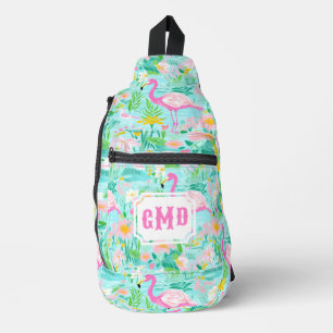 Preppy Summer Flamingo Monogram Sling Bag