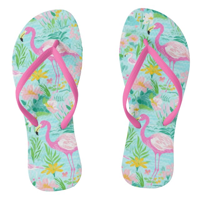 Preppy Summer Flamingo Thongs (Footbed)
