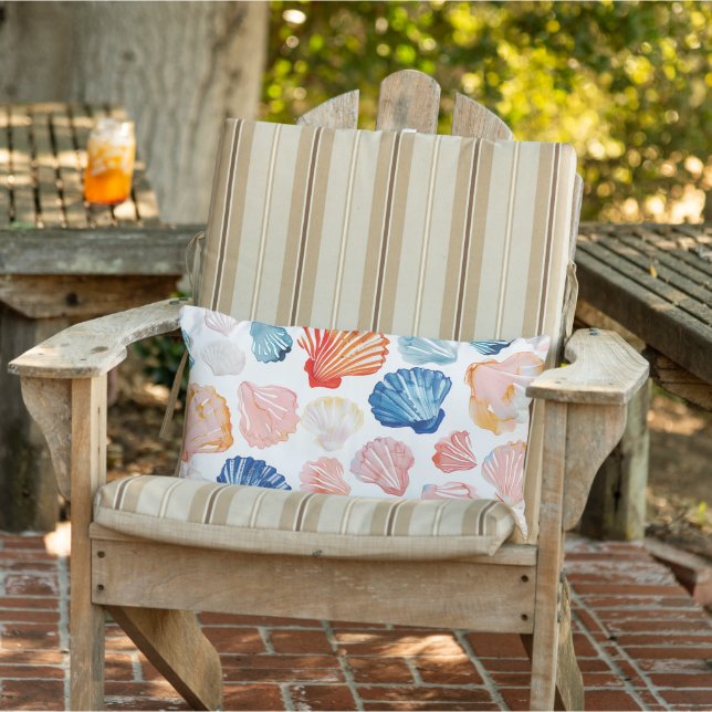 Preppy Summer Seashell Outdoor Pillows (Chair)