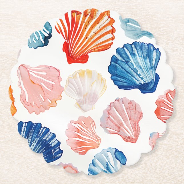 Preppy Summer - Seashell Paper Plates Coaster (Front)