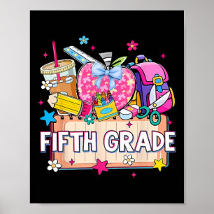 Preppy Supplies Fifth Grade Happy Last Day Of Scho Poster