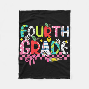 Preppy Supplies Fourth Grade Happy Last Day Of Sch Fleece Blanket