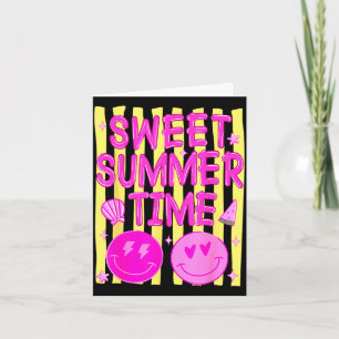 Preppy sweet summer time face emoticon meme womens card