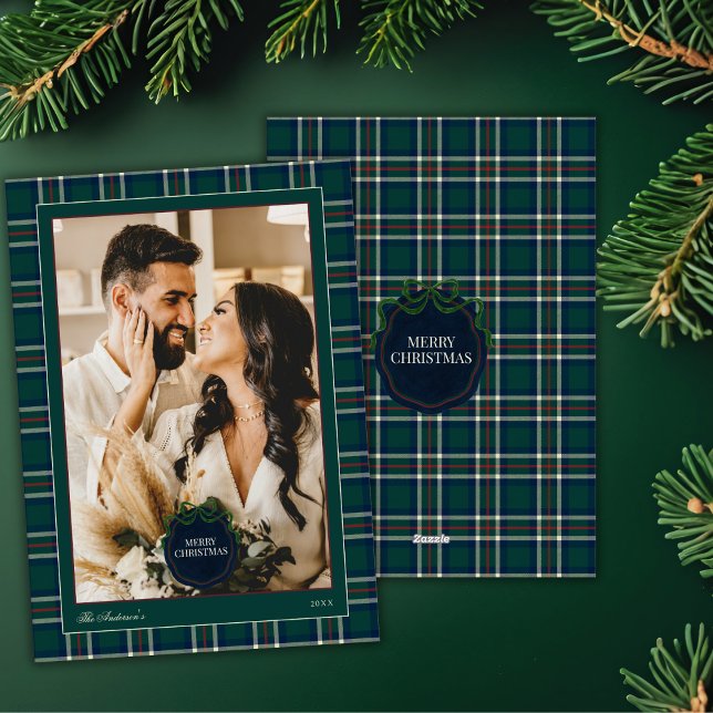 Preppy Tartan Plaid Christmas Photo Holiday Card (Creator Uploaded)