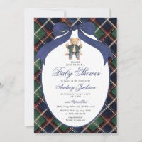 Preppy Tartan Plaid Ralph Polo Bear Baby Shower