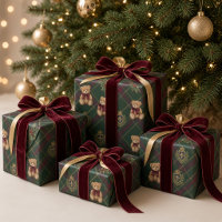 Preppy Tartan Teddy Bear Burgundy Bow Christmas