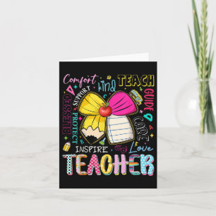Preppy Teacher Coquette Bow Teach Love Inspire Tea Card