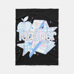 Preppy Teacher Floral Coquette, Teach Love Inspire Fleece Blanket