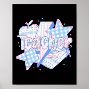 Preppy Teacher Floral Happy First Day Back To Scho Poster