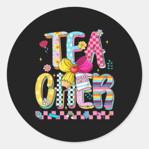 Preppy Teacher Kindergarten First Day Of School Ki Classic Round Sticker