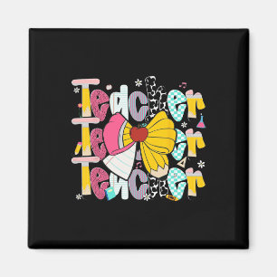 Preppy Teacher Pencil Coquette Bow Teacher Back To Magnet