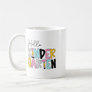 Preppy Teacher Pencil Notebook Hello Kindergarten  Coffee Mug